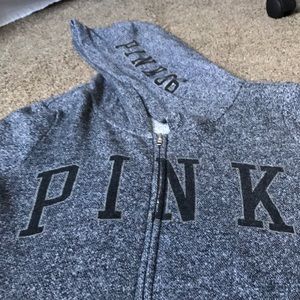 Grey Victoria Secret Pink Zip Up Hoodie